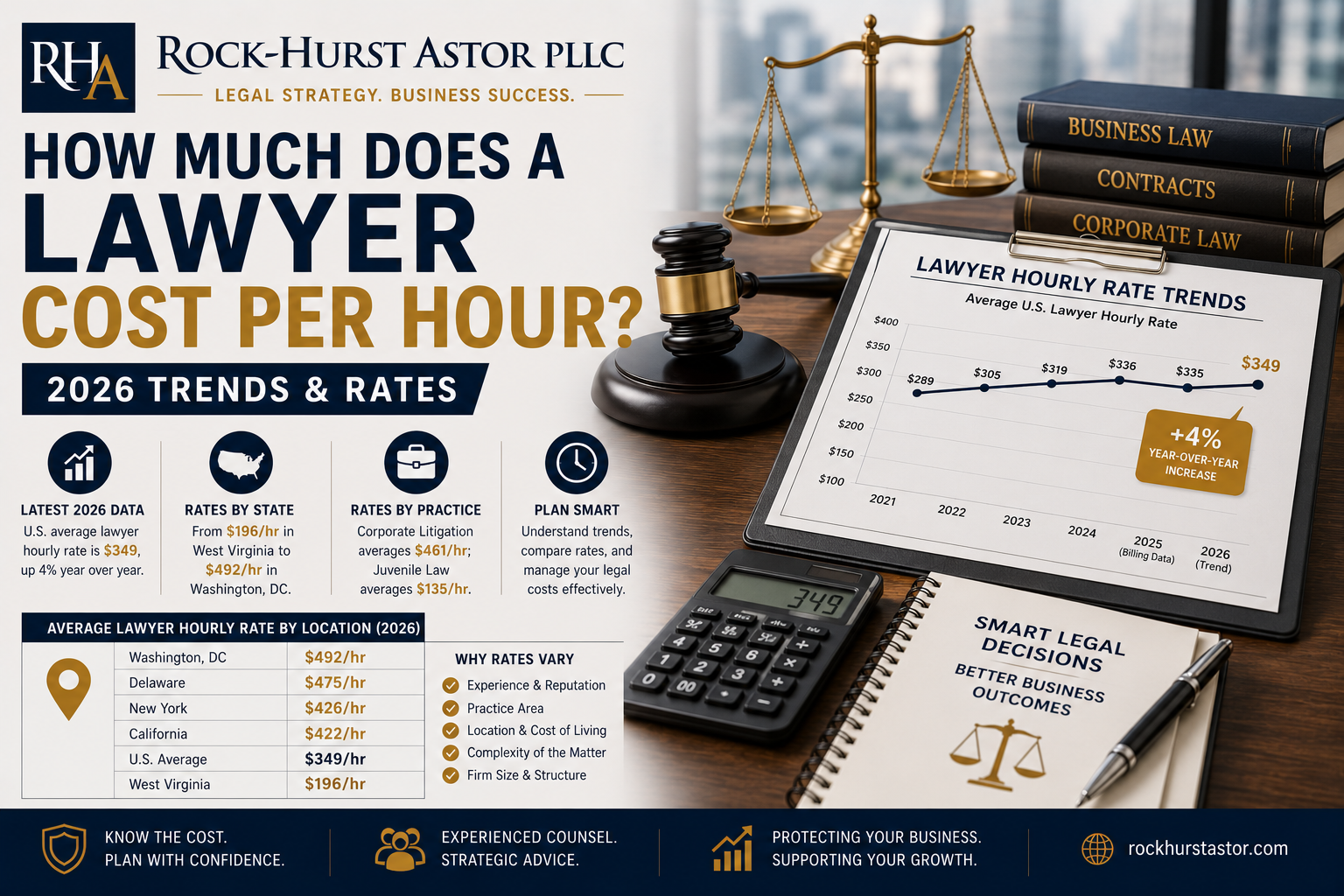 How Much Does a Lawyer Cost per Hour? Trends Chart